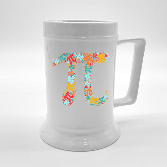 Retro Pi Symbol Pi Day 3/14 Teacher Math Nerd Geek Word Art Meaningful Gift Front & Back Beer Stein