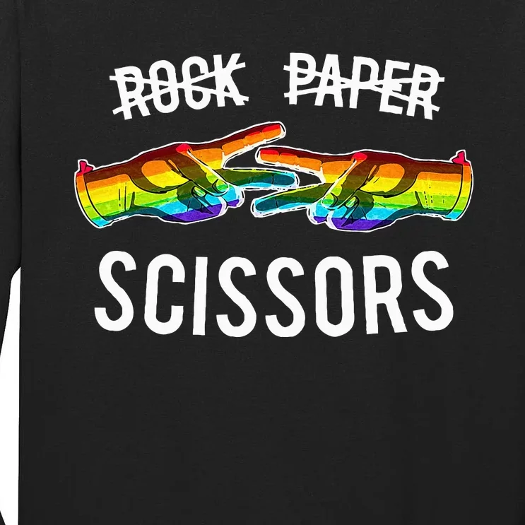 Rock Paper Scissors Lesbian Pride Rainbow Lgbt Tall Long Sleeve T-Shirt