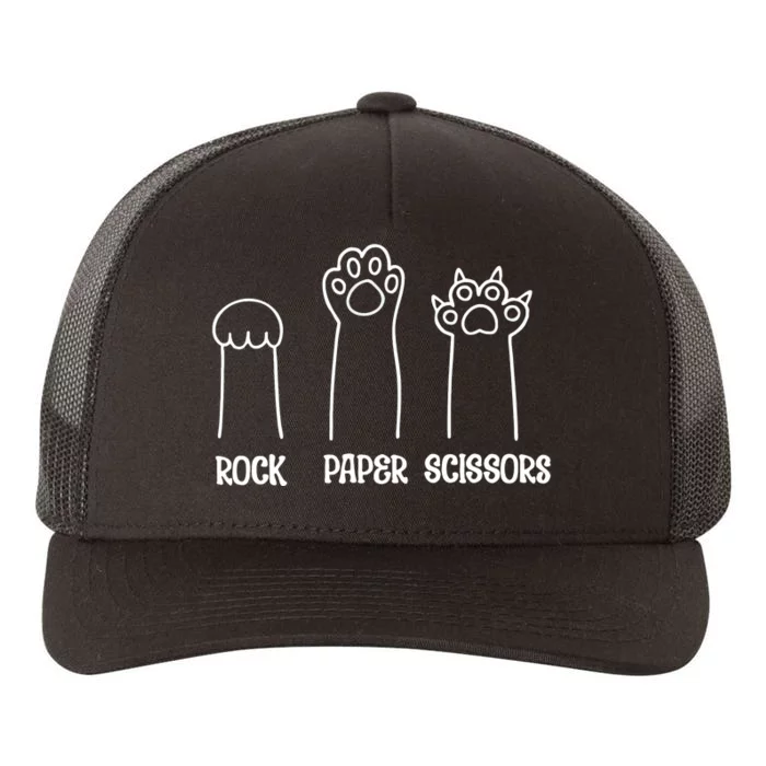 Rock Paper Scissors Funny Cat Paw Yupoong Adult 5-Panel Trucker Hat