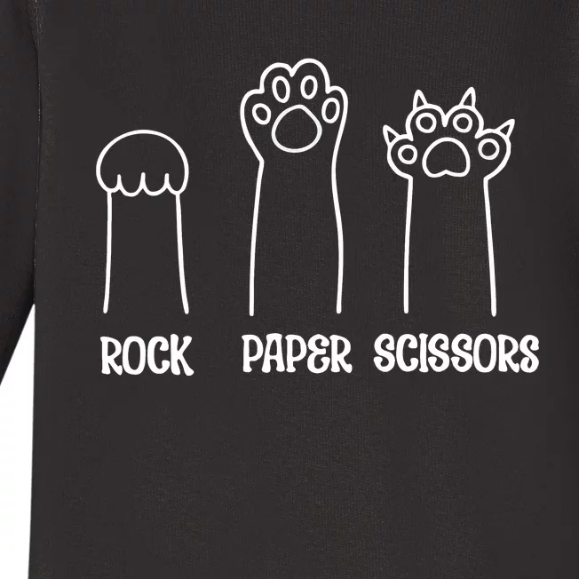 Rock Paper Scissors Funny Cat Paw Baby Long Sleeve Bodysuit