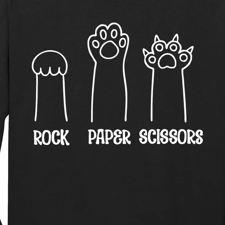 Rock Paper Scissors Funny Cat Paw Tall Long Sleeve T-Shirt