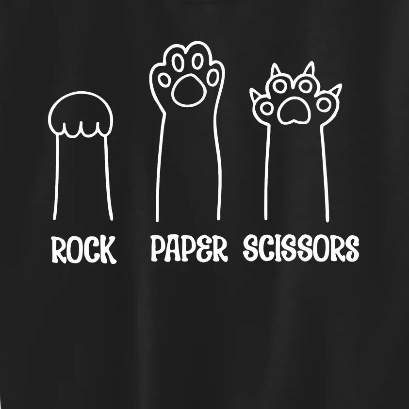 Rock Paper Scissors Funny Cat Paw Kids Sweatshirt