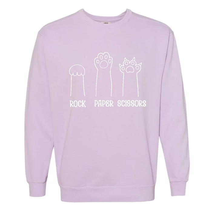 Rock Paper Scissors Funny Cat Paw Garment-Dyed Sweatshirt