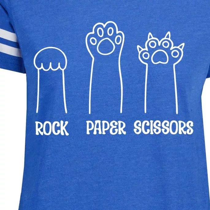 Rock Paper Scissors Funny Cat Paw Enza Ladies Jersey Football T-Shirt