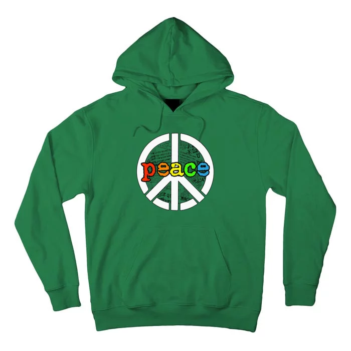 Rainbow Peace Sign Word Art Tall Hoodie