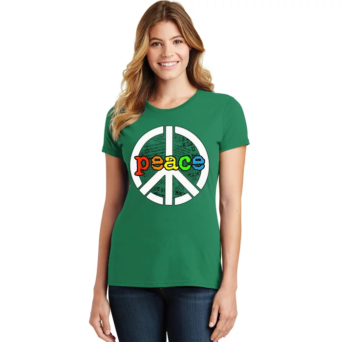 Rainbow Peace Sign Word Art Women's T-Shirt