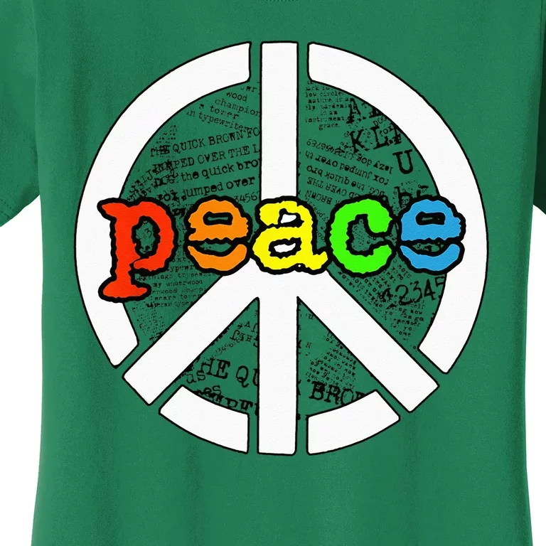 Rainbow Peace Sign Word Art Women's T-Shirt