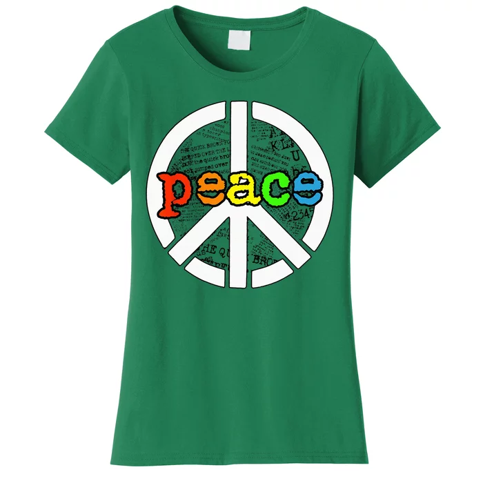 Rainbow Peace Sign Word Art Women's T-Shirt