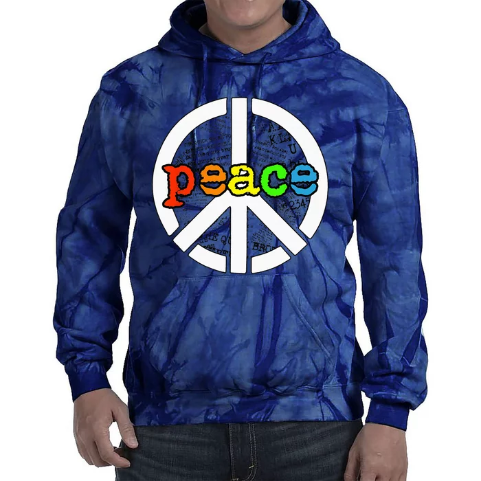 Rainbow Peace Sign Word Art Tie Dye Hoodie