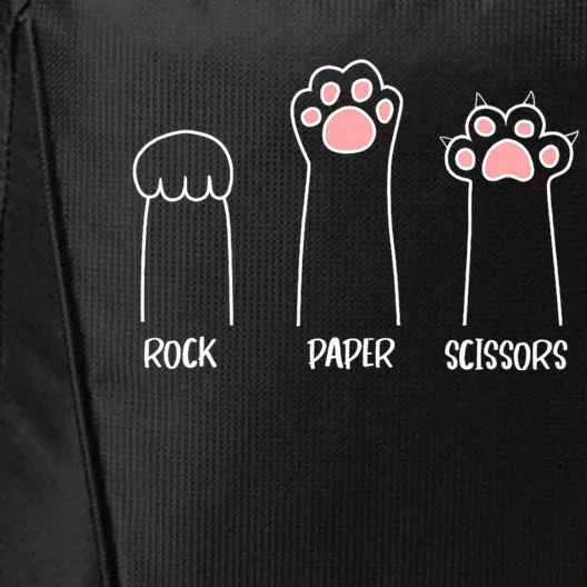 Rock Paper Scissors Hand Game Cute Paw Funny Cat City Backpack