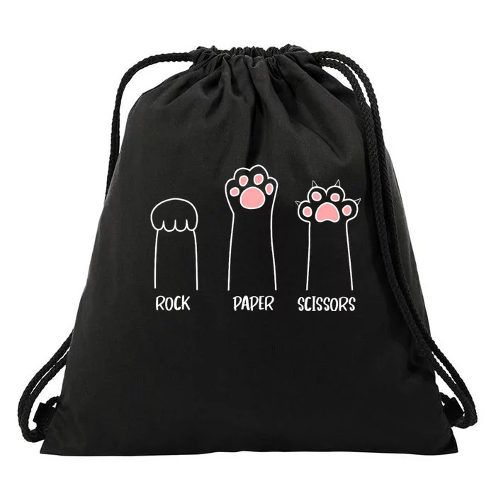 Rock Paper Scissors Hand Game Cute Paw Funny Cat Drawstring Bag