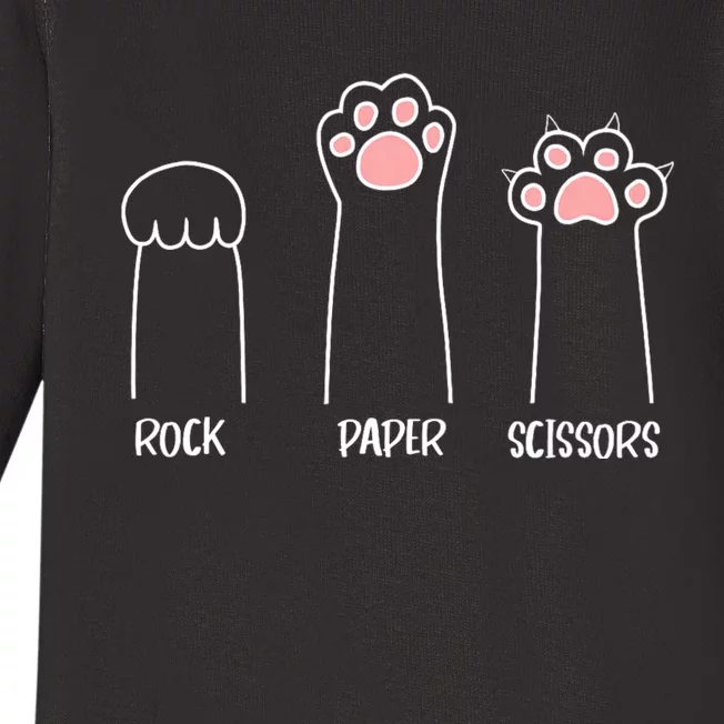 Rock Paper Scissors Hand Game Cute Paw Funny Cat Baby Long Sleeve Bodysuit