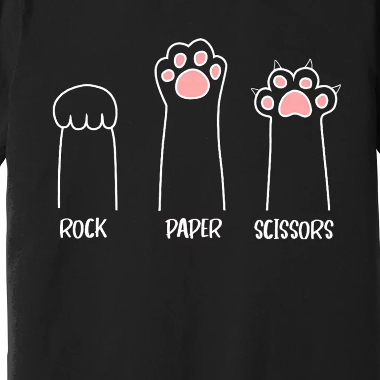 Rock Paper Scissors Hand Game Cute Paw Funny Cat Premium T-Shirt