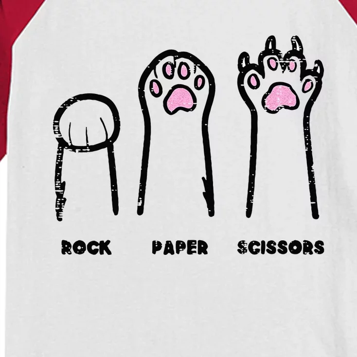 Rock Paper Scissors Cat Paws Funny Girls Kids Kids Colorblock Raglan Jersey