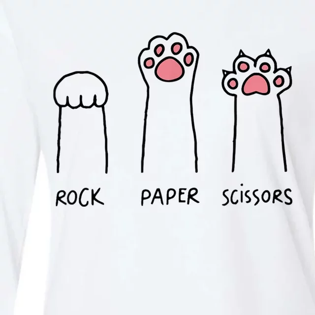 Rock Paper Scissors Cat Paws Womens Cotton Relaxed Long Sleeve T-Shirt