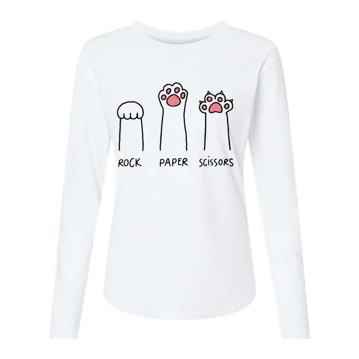 Rock Paper Scissors Cat Paws Womens Cotton Relaxed Long Sleeve T-Shirt