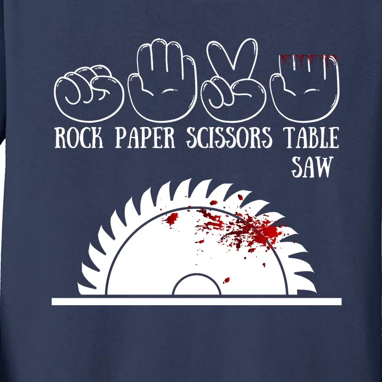 Rock Paper Scissors Table Saw Kids Long Sleeve Shirt