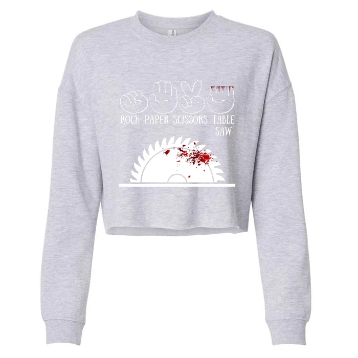 Rock Paper Scissors Table Saw Cropped Pullover Crew