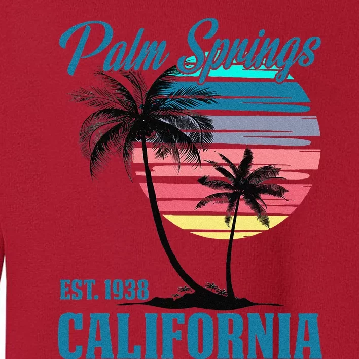 Retro Palm Springs California Beach Vibes Summer Vacation Toddler Sweatshirt