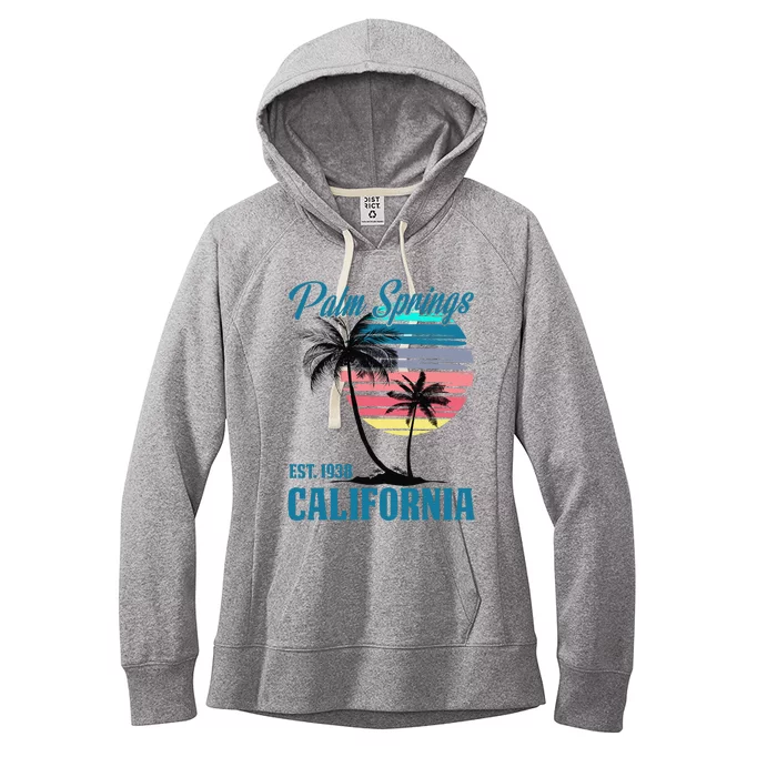 Retro Palm Springs California Beach Vibes Summer Vacation Women's Fleece Hoodie