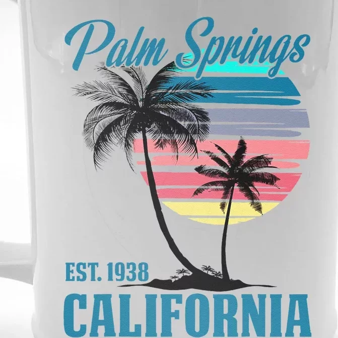 Retro Palm Springs California Beach Vibes Summer Vacation Front & Back Beer Stein