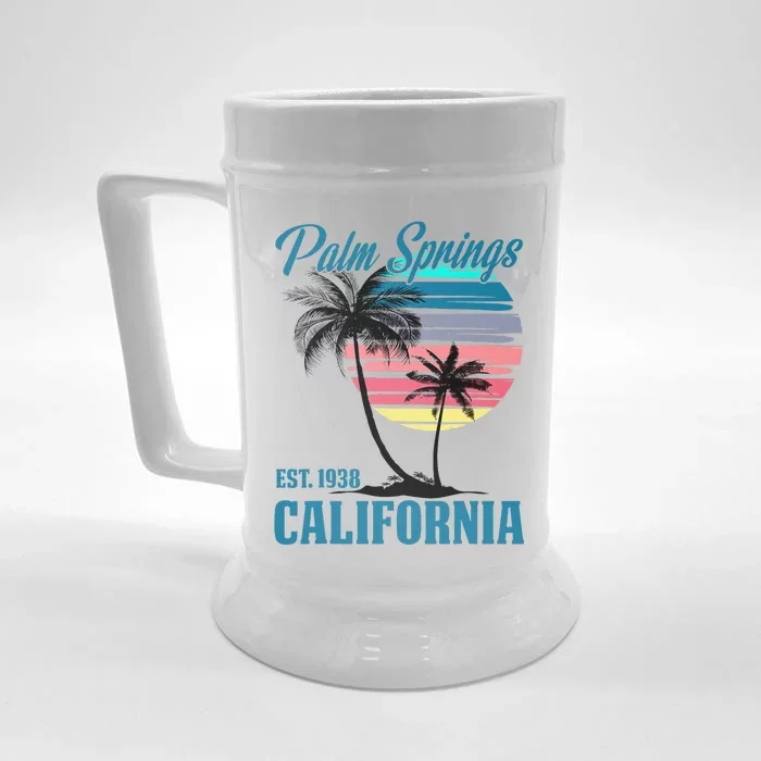 Retro Palm Springs California Beach Vibes Summer Vacation Front & Back Beer Stein