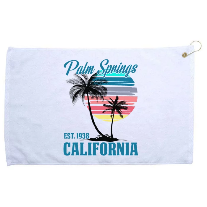 Retro Palm Springs California Beach Vibes Summer Vacation Grommeted Golf Towel