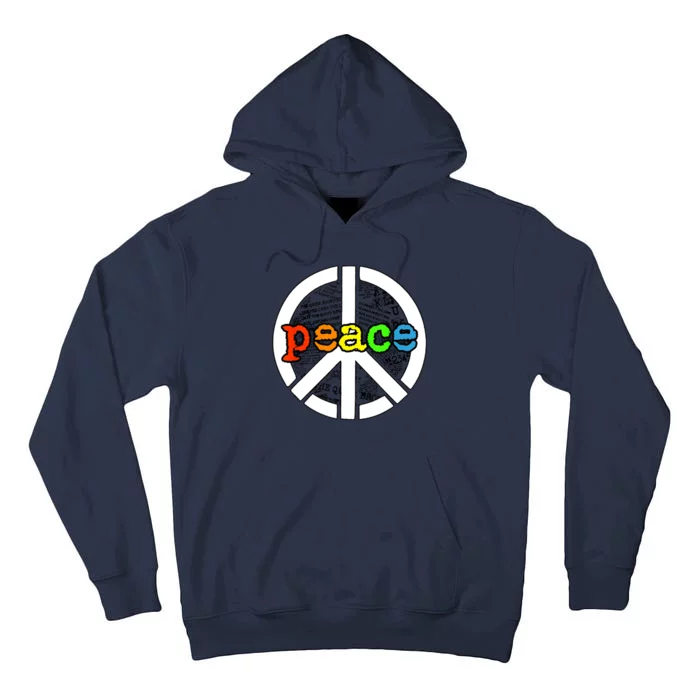 Rainbow Peace Sign Word Art Tall Hoodie