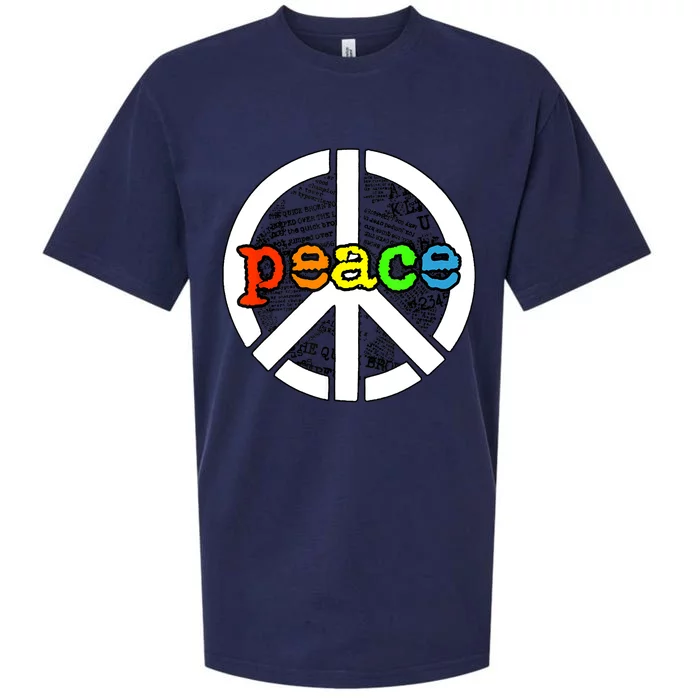 Rainbow Peace Sign Word Art Sueded Cloud Jersey T-Shirt