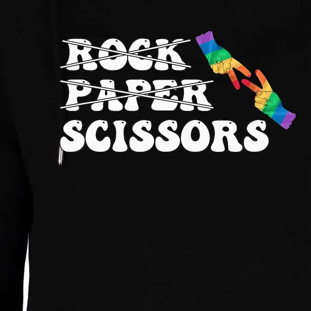 Rock Paper Scissors LGBT Awareness For Lesbian Women Womens Funnel Neck Pullover Hood