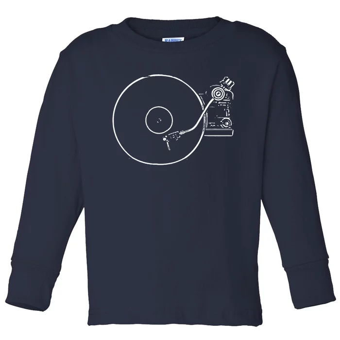 Record Player Sketch Drawing Toddler Long Sleeve Shirt