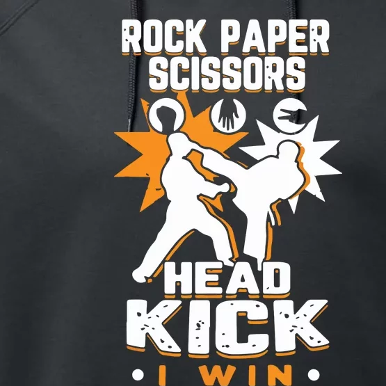 Rock Paper Scissors Headkick Win Funny Taekwondo Karate Gift Performance Fleece Hoodie