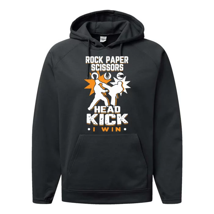 Rock Paper Scissors Headkick Win Funny Taekwondo Karate Gift Performance Fleece Hoodie