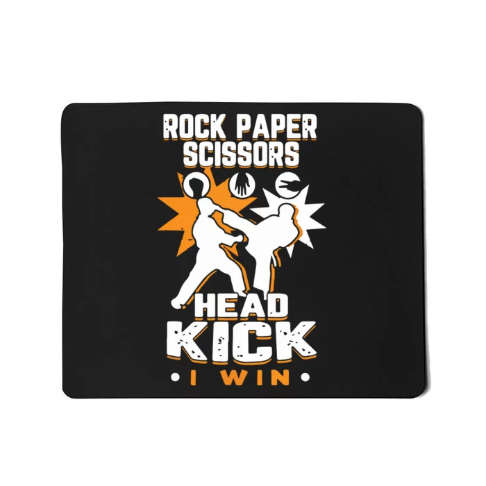 Rock Paper Scissors Headkick Win Funny Taekwondo Karate Gift Mousepad