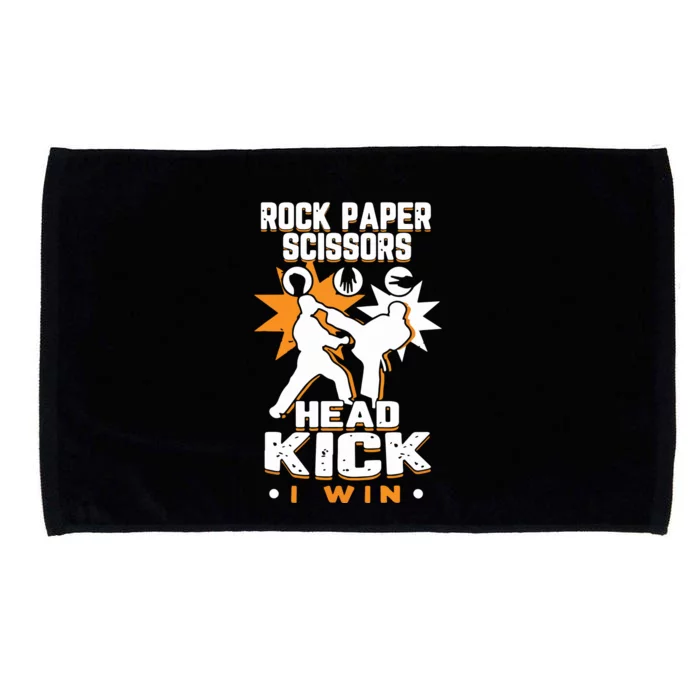 Rock Paper Scissors Headkick Win Funny Taekwondo Karate Gift Microfiber Hand Towel