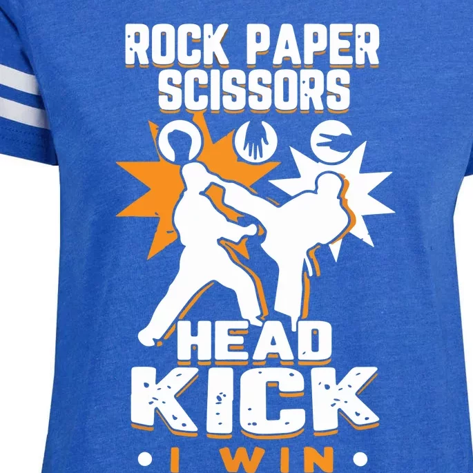 Rock Paper Scissors Headkick Win Funny Taekwondo Karate Gift Enza Ladies Jersey Football T-Shirt