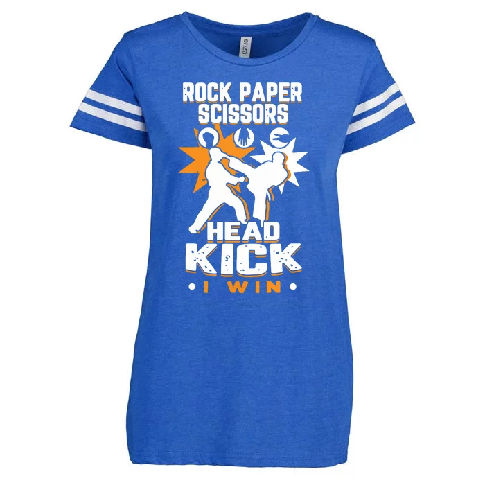 Rock Paper Scissors Headkick Win Funny Taekwondo Karate Gift Enza Ladies Jersey Football T-Shirt