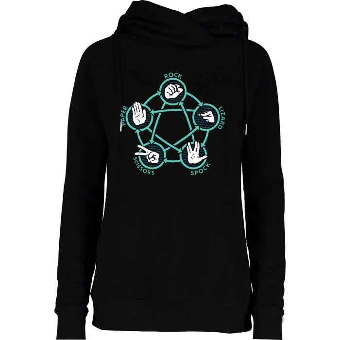 Rock Paper Scissors Lizard Spock Womens Funnel Neck Pullover Hood