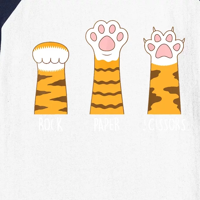 Rock Paper Scissors Hand Game Funny Cute Paw Cat Lovers Baseball Sleeve Shirt