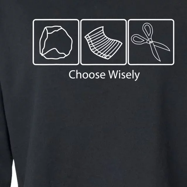 Rock Paper Scissors Choose Wisely Cropped Pullover Crew