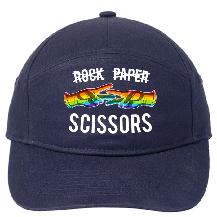 Rock Paper Scissors Lesbian Pride Rainbow Lgbt Gift 7-Panel Snapback Hat