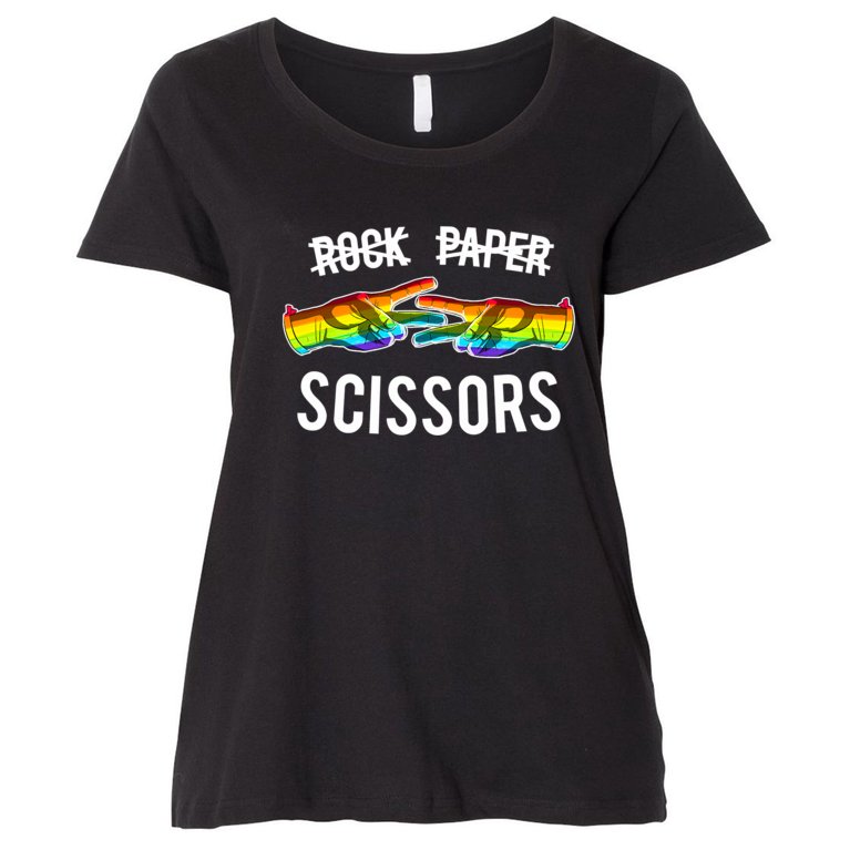 Rock Paper Scissors Lesbian Pride Rainbow LGBT Women's Plus Size T-Shirt