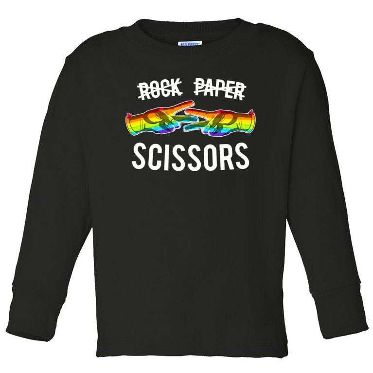 Rock Paper Scissors Lesbian Pride Rainbow LGBT Toddler Long Sleeve Shirt