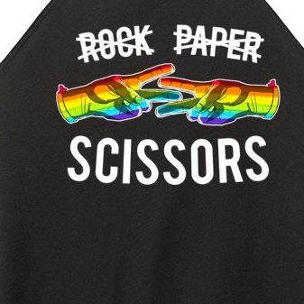 Rock Paper Scissors Lesbian Pride Rainbow LGBT Women’s Perfect Tri Rocker Tank