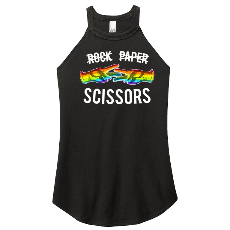 Rock Paper Scissors Lesbian Pride Rainbow LGBT Women’s Perfect Tri Rocker Tank