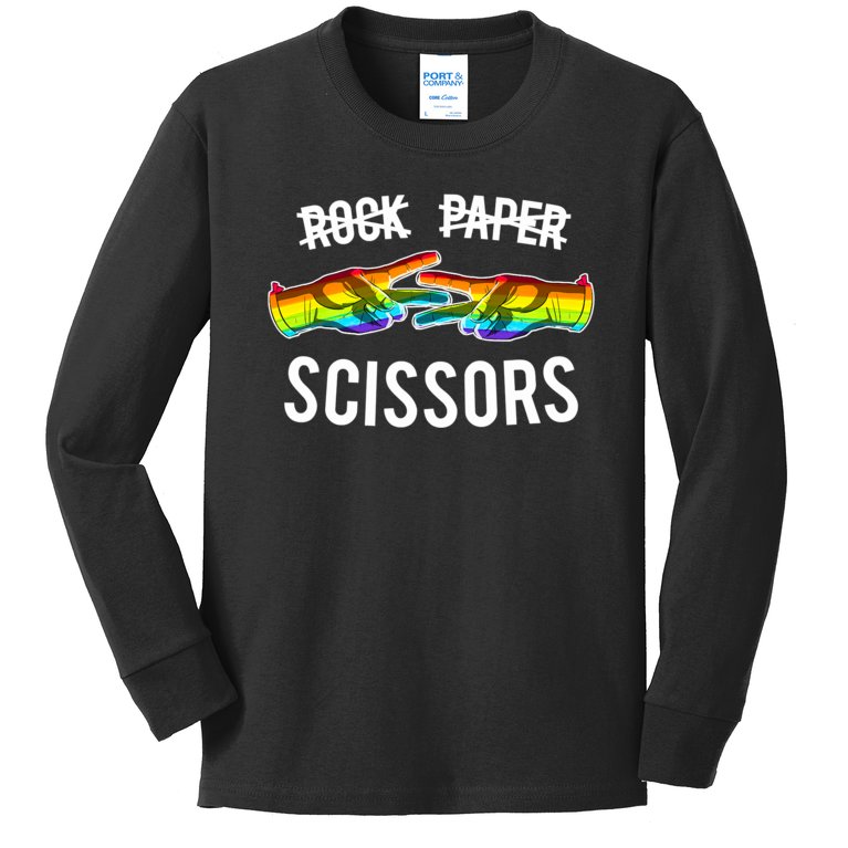 Rock Paper Scissors Lesbian Pride Rainbow LGBT Kids Long Sleeve Shirt
