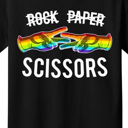 Rock Paper Scissors Lesbian Pride Rainbow LGBT Kids T-Shirt