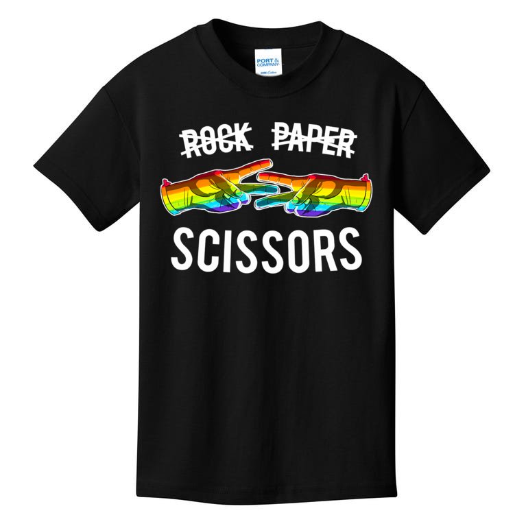 Rock Paper Scissors Lesbian Pride Rainbow LGBT Kids T-Shirt