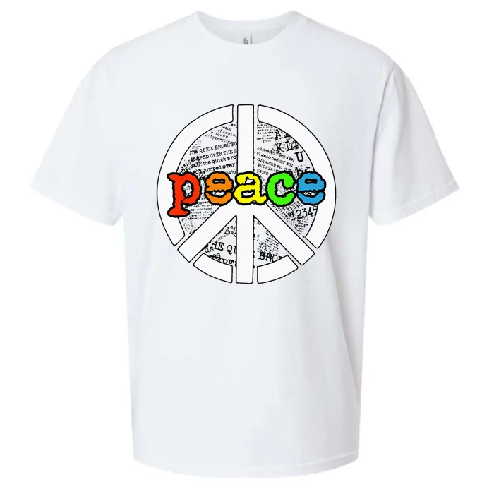 Rainbow Peace Sign Word Art Sueded Cloud Jersey T-Shirt