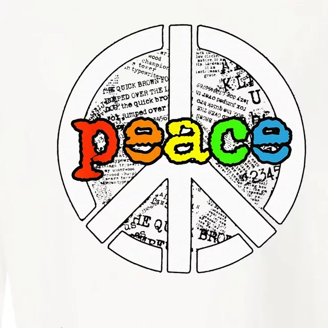 Rainbow Peace Sign Word Art Cropped Pullover Crew